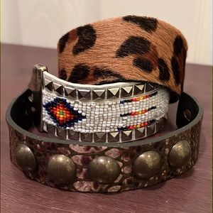 STREETS AHEAD Leather bracelets 🌈 TOTAL OF 3 - REPTILE - LEOPARD - BEADED
